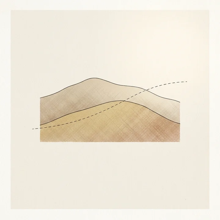 Abstract line-drawing outline suggesting rolling Hill Country terrain and a county boundary, not an actual map.